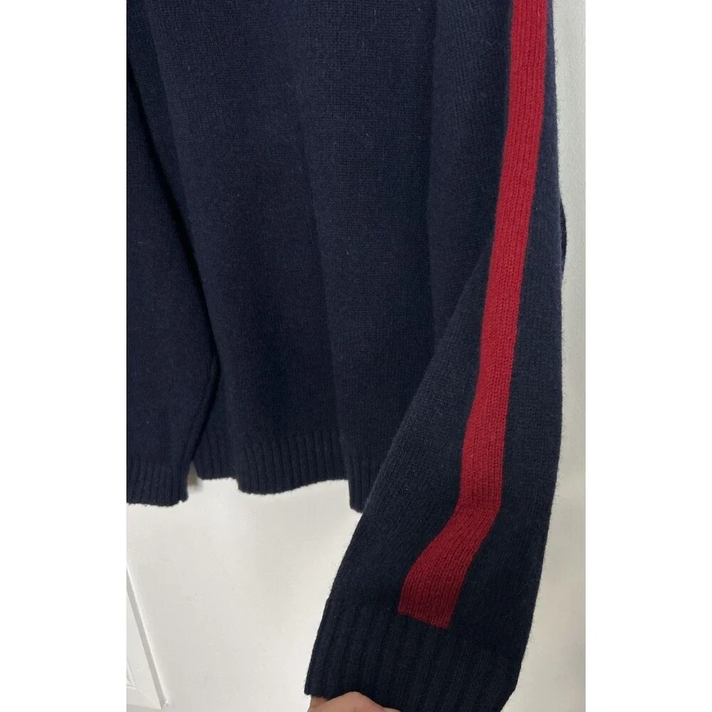 Vintage J.Crew Wool Sweater Men’s XL-Tall Navy Red Sleeve Stripe Hong Kong